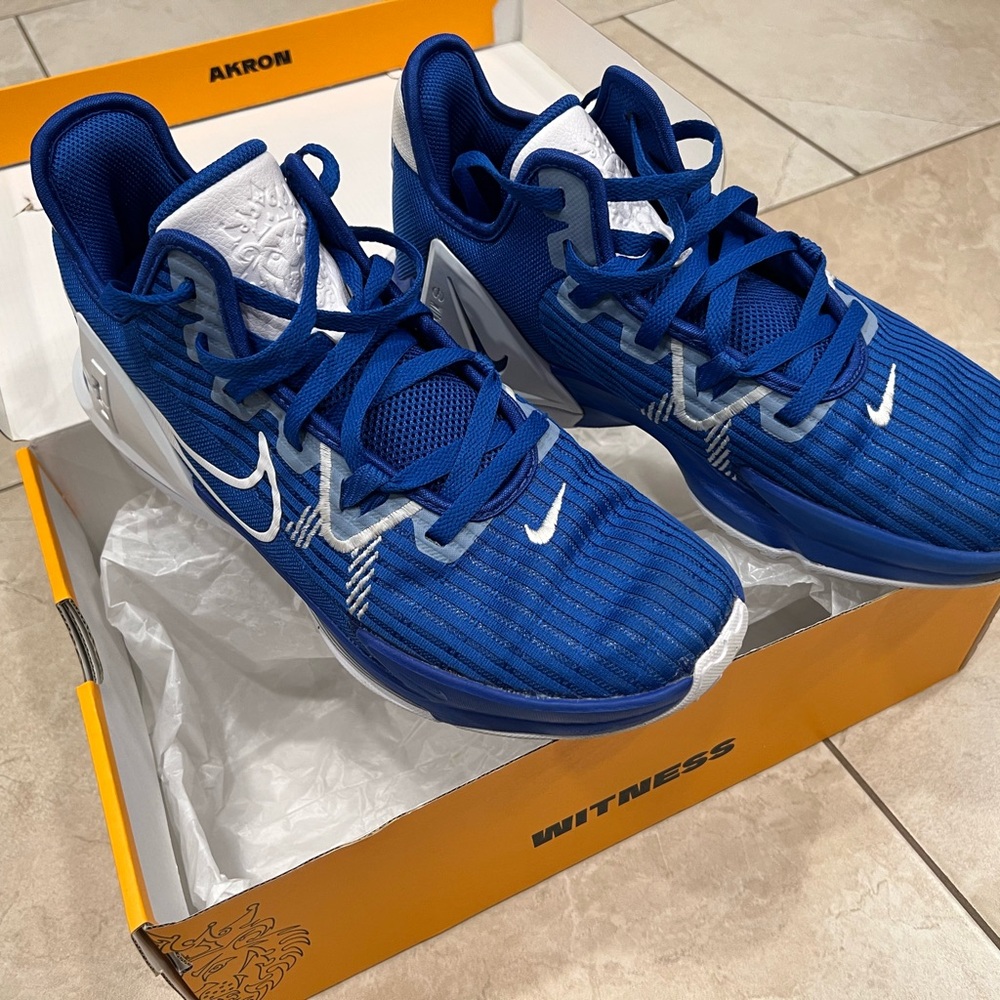 Nike Royal Blue and White Sneakers Basketball Shoes